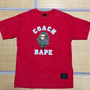 A BATHING APE BAPE KAWS COACH コーチ　tee tシャツ　赤　RED college Logo BABY MILO shark CAMO general sta L