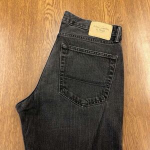 【FF165】Abercrombie&Fitch W32 L32 色落ち加工 ブラック ジーンズ ジーパン デニムパンツ メンズブランド古着 アバクロ 送料無料