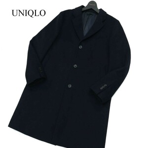 UNIQLO ユニクロ 秋冬 ウール カシミヤ★ チェスター コート Sz.M　メンズ ネイビー　A2T13155_B#N