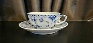 ｈ504ロイヤルコペンハーゲン525-656　カップ＆ソーサー④　Blue Fluted Half Lace Teacup with Saucer