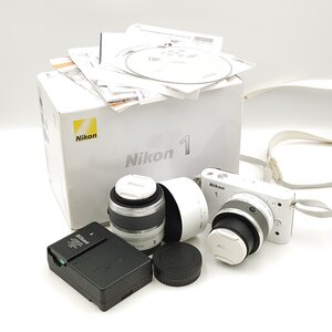 【T】Kikon ニコン J1ボディ×NIKKOR 10-30mm 1:3.5-5.6 VR/30-110mm 1:3.8-5.6 VRミラーレスカメラ ホワイト