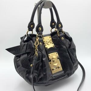 MIUMIU ミニ リボン レザー 2way ショルダーバッグ ブラック ゴールド金具　ミュウミュウ