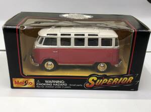 Maisto マイスト Superior NO.21001 フォルクスワーゲン バン サンバ レッドxホワイト ミニカー Volkswagen van samba 23122701i7