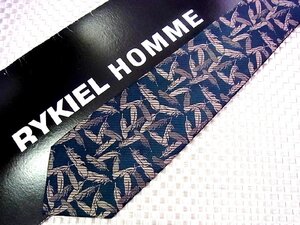 ♪35809D♪状態並品【刺繍 羽 フェザー 柄】リキエル【RYKIEL】ネクタイ