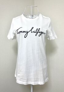 XS 美品 Tmmy Hilfiger ロゴ クルーネック Tシャツ ホワイト トミーヒルフィガー レディース トミー 白