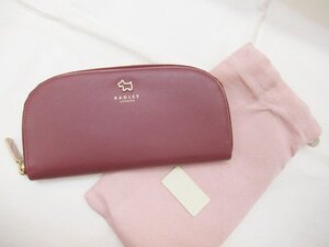 RADLEY LONDON ラドリー ロンドン 新品同様 牛革レザー ラウンドファスナー長財布 ワインレッド★クロゆパ3可★o0442