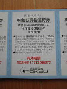 10枚組/最新/期限11.30/迅速発送/東急(旧東急電鉄) 株主優待券 東急百貨店 株主お買い物優待券(10％割引)10枚 お買物優待券 速達/匿名可　A