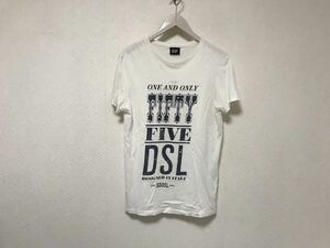 本物ディーゼルDIESEL 55DSLコットンプリント半袖TシャツメンズサーフアメカジミリタリーS白ホワイト