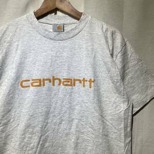 希少! 90s Carhartt USA製 ロゴTシャツ シングルステッチ ヴィンテージ M グレー カーハート