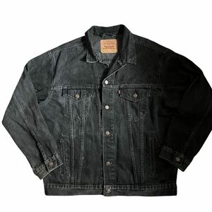 90s USA製 Levi’s 70507-4159 ブラックデニムジャケット サルファ染め 4th XLサイズ 検 先染め Gジャン 黒 リーバイス