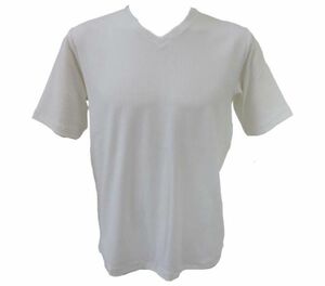 【durini】TETE HOMME テットオム 2024夏 リヨセル綿テレコ Ｖネック Tシャツ 半袖 ダブルジャガードテレコ 吸湿 ストレッチ インナー/白/L