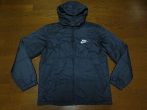 ＮＩＫＥ　２００７　ナイキ　リップストップ生地　長袖　中綿入り　フードパーカージャケット　ＸＬ　紺系