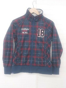 ◇ FILA GOLF チェック 裏起毛 スポーツ 長袖 ゴルフジャケット ウェア サイズM ネイビー レッド ホワイト系 レディース P