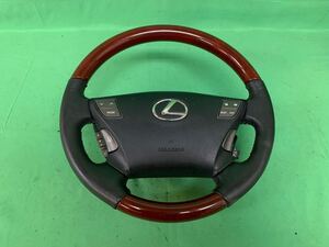 KY019 中古 レクサス LEXUS USF40 LS460 平成18年12月 純正 ステアリング ホイール ハンドル ウッドコンビ 本体 ホーンパッド 動作保証