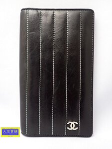 CHANEL シャネル ニューマドモアゼル 二つ折り長財布 ブラックｘシルバーメタリック 中古B 【送料無料】 A-7880