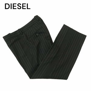 DIESEL BLACK GOLD ディーゼル 秋冬 PAFODRIT BG13K ウール サイドライン ストライプ スラックス パンツ Sz.44　メンズ 黒　A4B02449_5#Q