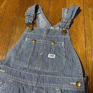 美品Leeデニムオーバーオールサロペット貴重ストライプvintage子供用100サイズキッズ子供服61537ヒッコリーUSA ワーク