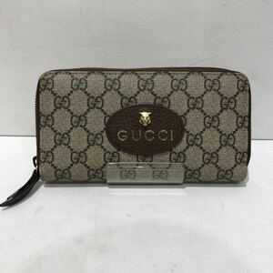 【GUCCI】グッチ 473953 GGスプリーム ラウンドファスナー ネオヴィンテージ 長財布 小銭入れ メンズ ブラウン ゴールド ts202405