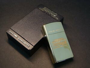 (CB70) 美品 新品 未使用 Zippo SOLID BRASS SLIM ジッポ ソリッドブラス スリム ブラス アメリカ サンフランシスコ 電車 オイルライター 