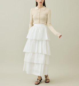 ◆定価2.8万 未使用 CLANE クラネ 2023年春夏 23ss FRILL TIERED SKIRT フリル ティアードスカート サイズ0 白