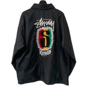 ■激レア■90s BOOTLEG OLD STUSSY COACH JACKET XL ブートレグ ステューシー クロカラ ラスタ ナイロン コーチ ジャケット ビンテージ