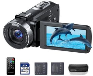 【送料無料】4Kビデオカメラ 42MP カムコーダー 3.0インチ 270° 回転スクリーン 18倍デジタルズーム リモコン付き 32GBカード付