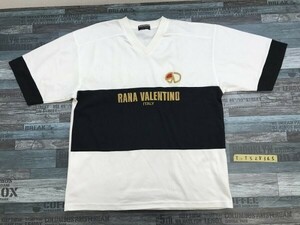 RANA VALENTINO メンズ イタリア製 Vネック メッシュ 半袖Tシャツ M 黒白
