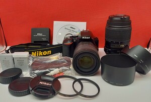 ■ Nikon D5500 ボディ DX AF-S NIKKOR 18-135mm F3.5-5.6G 55-300mm F4.5-5.6G ED レンズ デジタル一眼レフカメラ 動作確認済 ニコン
