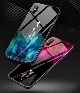 iPhone XS Max ケース アイフォン テンエス マックス カバー 背面カバー TPU ガラスケース 魚