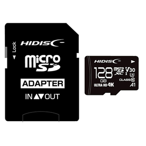 HIDISC 超高速microSDXCカード 128GB CLASS10 UHS-I Speed class3, A1対応 HDMCSDX128GCL10V30