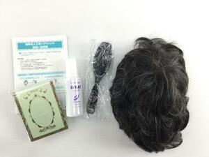 ヘアウィッグ 人毛入り 人工地肌付き 耐熱タイプ 総手植え M 56～58cm 白髪 自然色