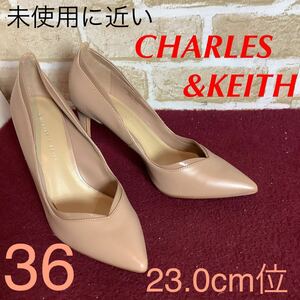 【売り切り!送料無料!】A-173 CHARLES & KEITH!パンプス!36 23.0cm!ベージュ!!ピンヒール!おしゃれ!未使用に近い!