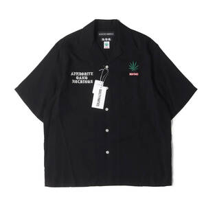 新品 WACKO MARIA ワコマリア シャツ サイズ:S 24SS 舐達麻 HIGH TIMES オープンカラー 半袖シャツ 50S OPEN COLLAR SHIRT ブラック