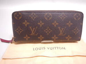 美品■LOUIS VUITTON ポルトフォイユ クレマンス フューシャ モノグラム M60742 ラウンドファスナー長財布 ルイヴィトン■