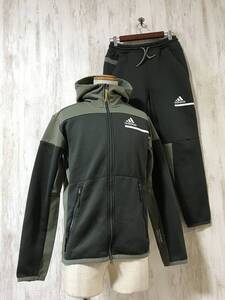 J183☆【 Z.N.E. AEROREADY フルジップ スウェットパーカー パンツ 】adidas アディダス セットアップ カーキ M/S