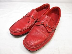 美品 【ヤンコ YANKO】 シボレザー スリッポン ローファー ドライビングシューズ 紳士靴 (メンズ) size6 レッド系 ■30MZA5802■