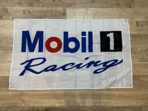 約150x90cm モービルワン mobil1 特大フラッグ バナー タペストリー 旗 ガレージ装飾 店内装飾 レース オイル　アメリカン ホットロッド