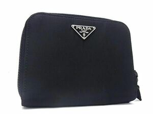 1円 ■美品■ PRADA プラダ テスートナイロン 二つ折り 財布 ウォレット 小銭入れ 札入れ メンズ ブラック系 FC5568