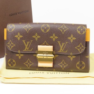 100530LOUIS VUITTON ルイヴィトン 新品同様美品 エリゼ ロングウォレット モノグラム 長財布 PVC ヌメ革 ブラウン レディース