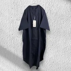 SALE❣️新品❣️ネイビー　ノーカラーシャツワンピース　Free