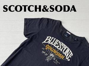 ☆送料無料☆ Scotch＆Soda スコッチアンドソーダ 古着 半袖 プリント Tシャツ メンズ M ダークネイビートップス 中古 即決