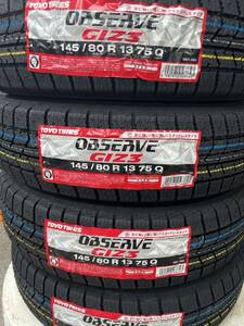 新商品！24年製！送料込み！全国一律26500円！　145/80R13 TOYOタイヤ スタッドレスタイヤOBSERVE GIZ3 4本 日本製　ラップ巻き