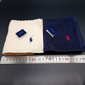 POLO RALPH LAUREN　ラルフローレン　タオルハンカチ　２枚組　クリーム　ネイビー　no.3006