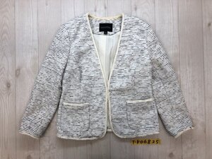 BANANA REPUBLIC バナナリパブリック レディース ワンホック ノーカラー ツイードジャケット 裏地 肩パッド入 秋冬 2 オフホワイト黒