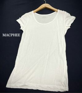 MACPHEE★マカフィー★トゥモローランド（1）薄地 コットン100% 無地 ロング丈 Tシャツ カットソー/白