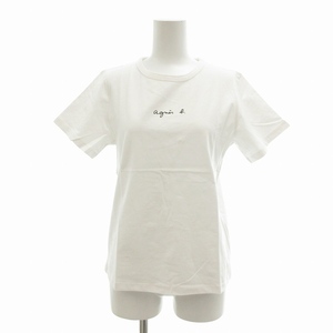 アニエスベー agnes b. LOGO TEE ロゴ Tシャツ カットソー 半袖 2 M 白 ホワイト /VU レディース