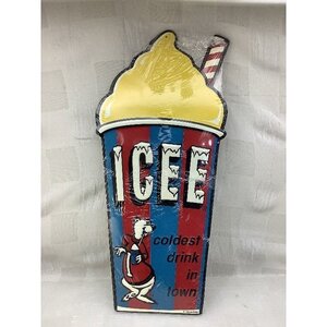 エンボス看板(ICEE CUP YELLOW)プレート サイン アメリカ雑貨　アメ雑　アメリカン雑貨