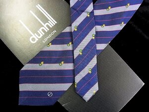 ♪今週の特売980円～♪2274♪状態並品【dunhill】ダンヒル【王冠 クラウン ストライプ dロゴ 柄】ネクタイ♪