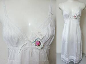 レトロ 未使用 三角 花レース スリップ B85 光沢感 白 ホワイト★ヴィンテージ vintage ランジェリー