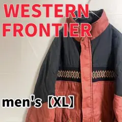 Y116【WESTERN FRONTIER】ネイティブ柄ジャケット【XL】ワイン